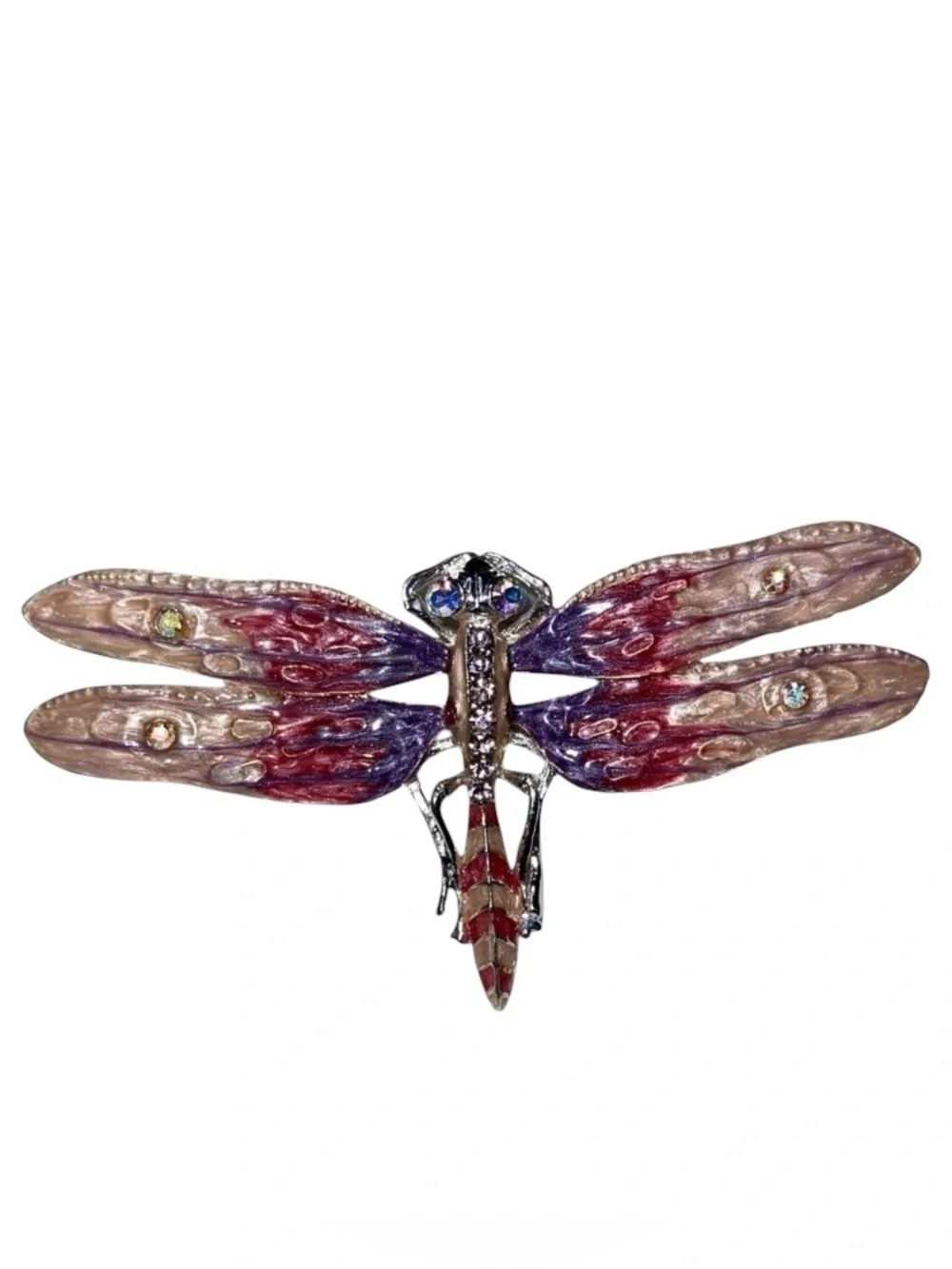 NEW FIREFLY BROOCH PENDANT Rhinestone Art Nouveau Pink/Lavender/Silver (tone) - Picture 1 of 4